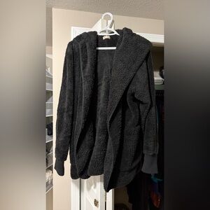 Cozy Teddy Bear Plush Black Cardigan One Size